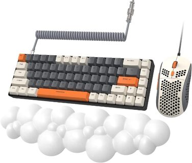 Ігровий комплект YINDIAO T8: механічна клавіатура 68 клавіш TKL + миша з RGB підсвічуванням, USB-C, 6400 DPI, для PC/PS5, сірий