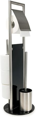 Набір для туалету WENKO Ravina 3в1 з нержавіючої сталі матового кольору (тримач туалетного паперу, тримач запасних рулонів, тримач щітки) Ø 20 x 70 см, сріблястий матовий
