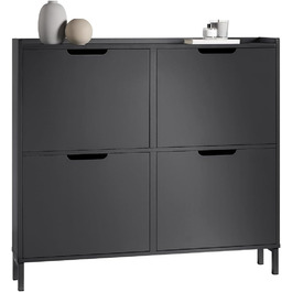 Тумба для взуття SoBuy FSR100-SCH, 4 секції, вузька, 8 полиць, чорна, 100x90x19 см