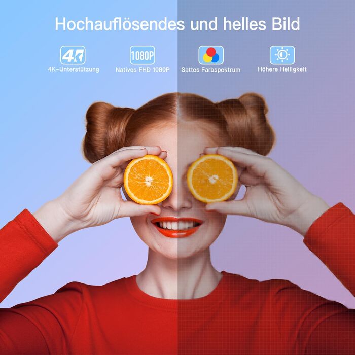 Проектор Smart Beamer 4K з автофокусом TOF 28000L, WiFi6, Bluetooth, обертання 210°, для кінотеатру вдома та на вулиці, сумісний з Netflix, PC, мобільним телефоном