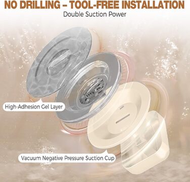 Сучасна душова полиця Lekesky, стійка до іржі, 2 шт., Gunmetal Grey, алюміній, на присосках, без свердління, з 12 гачками (прямокутна)