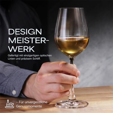 Кришталеві бокали Crystal Bohemia для шампанського - набір 6 шт, об'єм 260 мл, стійкі до миття в посудомийній машині, довговічні та стійкі до подряпин. Елегантні склянки з кришталю - ідеальний подарунок для поціновувачів шампанського (біле вино 400 мл)