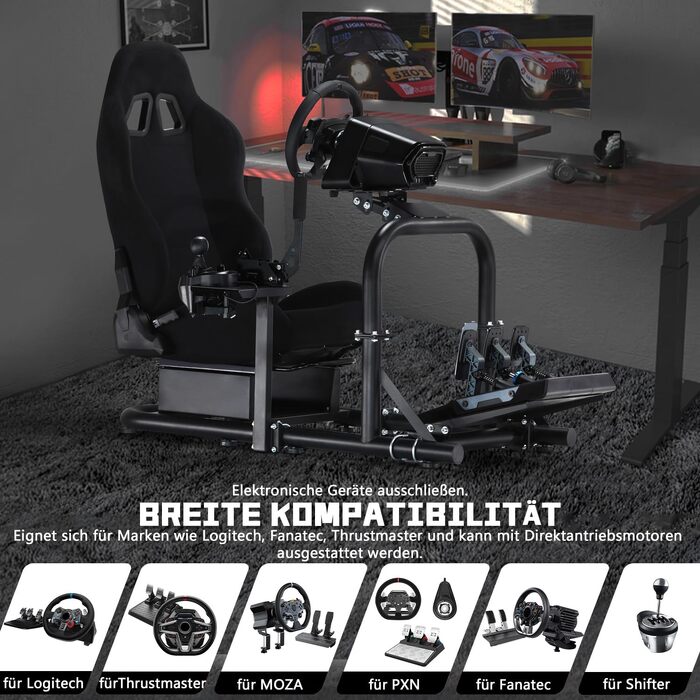 Ігровий кокпіт-симулятор Dardoo Racing з сидінням для керма Logitech G29 G923, Thrustmaster T300RS, Fanatec (PS4, PC)