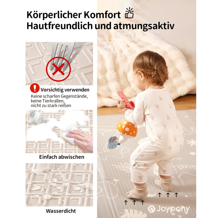 Дитячий килимок для ігор Krabbelmatte 150x180 см, складаний, водонепроникний, антиковзкий, з сумкою для перенесення - Ліс