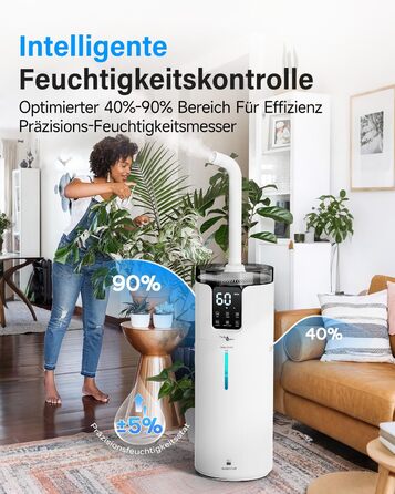 Ультразвуковий зволожувач повітря для великих приміщень 16 л, верхній залив, тихий, 1000 мл/год, до 100 м², з прохолодним туманом та аромадіфузором, для дитячої кімнати, офісу, рослин, білий