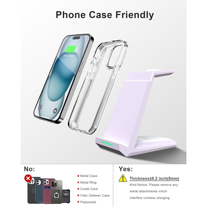 Бездротова зарядка 3-в-1 для Apple Watch, iPhone та AirPods Pro (білий/фіолетовий)