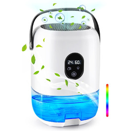 BuzzoXerex Зволожувач повітря 1000 мл, компактний, портативний, з дисплеєм температури та вологості, нічний режим, 7 кольорових підсвіток
