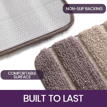 Non-Slip Bathroom Rug - Absorbent Bath Mat 60 x 110 cm - Washable Soft Bath Mat for Bathroom (2-Pack 40 x 60 cm, Beige)
