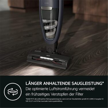AEG ULTIMATE 5000 CLEAN AS52CB21DB Cordless Vacuum Cleaner / 2in1 / pleasantly quiet 79 dB(A) / 58% recycled material / up to 50 min runtime / automatic / freestanding / all floors / incl. accessories / Blue 2023 model 21.6V Blue with accessories