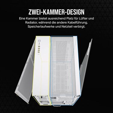 Корпус для ПК Corsair 6500D Airflow Mid-Tower ATX, двокамерний дизайн, підтримка Reverse Connection материнських плат, білий