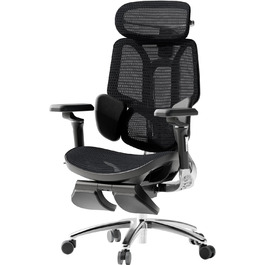 Hbada E3 Ultra Ergonomic Office Chair - Adjustable Lumbar Support, 360° Swivel, 4D Headrest, Black
