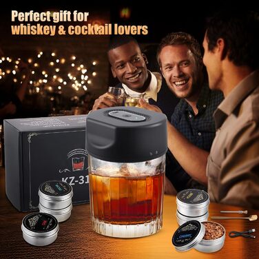 Електричний набір для копчення коктейлів та віскі з 6 ароматами, Infuser для віскі, подарунок для любителів коктейлів