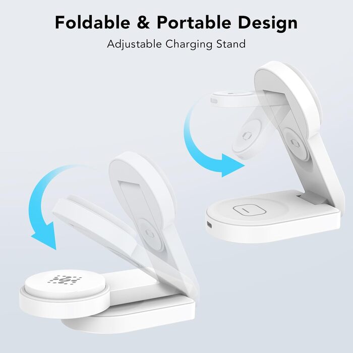 Магнітна складана бездротова зарядка 3-в-1 для Apple iPhone, iWatch, AirPods (біла)