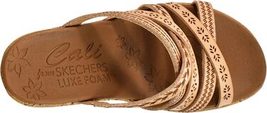 Босоніжки жіночі Skechers Beverlee-Tiger Posse на танкетці, натуральні, широка колодка 40 EU