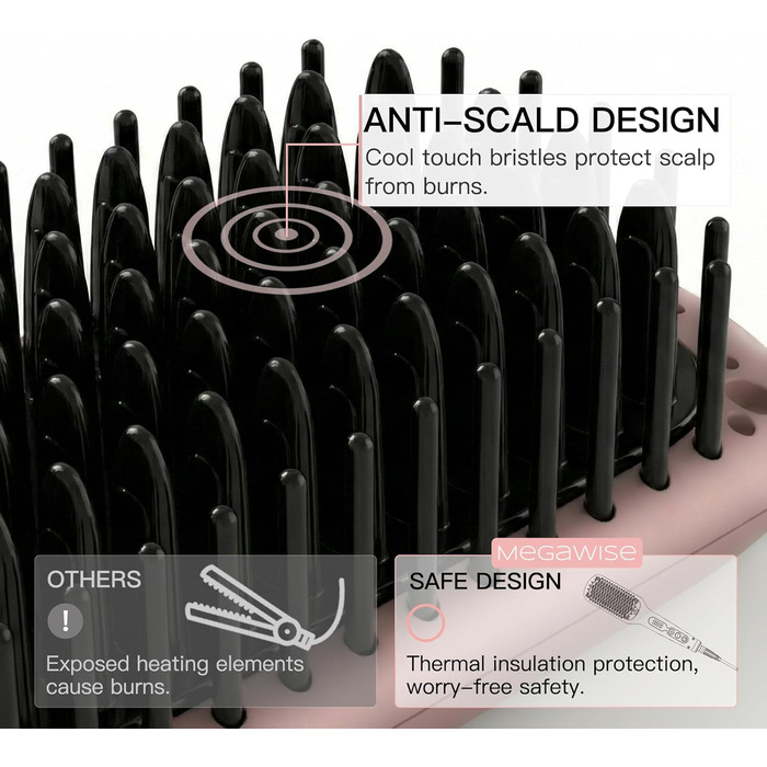 Випрямляч для волосся Megawise Pro Keramik-Ionen з швидким нагрівом, автоматичним вимкненням та захистом від опіків (Roségold)