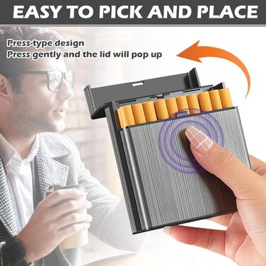 Металеве тютюнопакувальник для 40 сигарет, великий, з магнітною кришкою, чорний