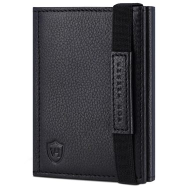 Шкіряний тонкий гаманець VON HEESEN з RFID захистом — компактний картхолдер та портмоне для чоловіків та жінок, чорний (без монетниці)