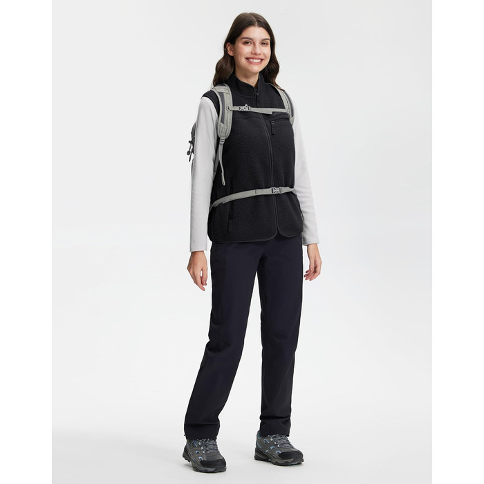 Флісова жилетка Pioneer Camp для жінок – тепла флісова жилетка з коміром та блискавкою для осені, походів, кемпінгу (Чорний, M)