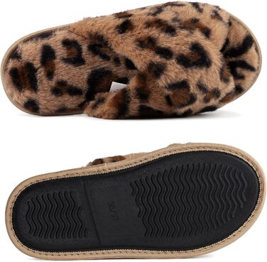 Жіночі плюшеві домашні тапочки Riehmot, розмір 40/41 EU, леопардовий принт