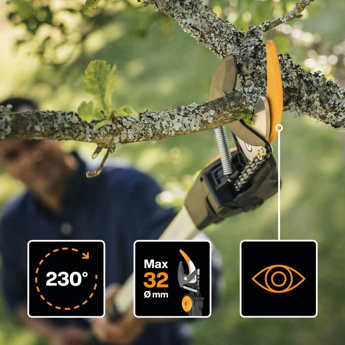 Телескопічний сучкоріз Fiskars UPX86 для свіжих гілок, антиадгезійне покриття, сталева лезо, алюмінієва ручка, 2,4–4 м, чорний/помаранчевий
