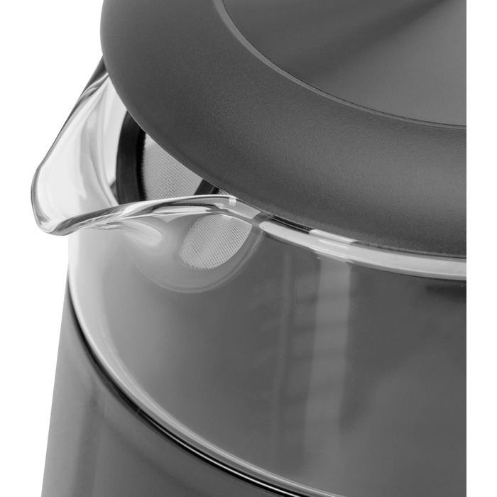 Електричний чайник Adler з регулюванням температури 2200W, 1.7L з LED-дисплеєм та сенсорною панеллю, 5 програм, функція підтримання тепла, фільтр, темно-сірий сріблястий колір