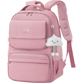 Шкільний рюкзак FIORETTO для дівчаток-підлітків, рюкзак для жінок з відділом для ноутбука 15,6', водонепроникний, легкий, 25L, для школи та подорожей, рожевий