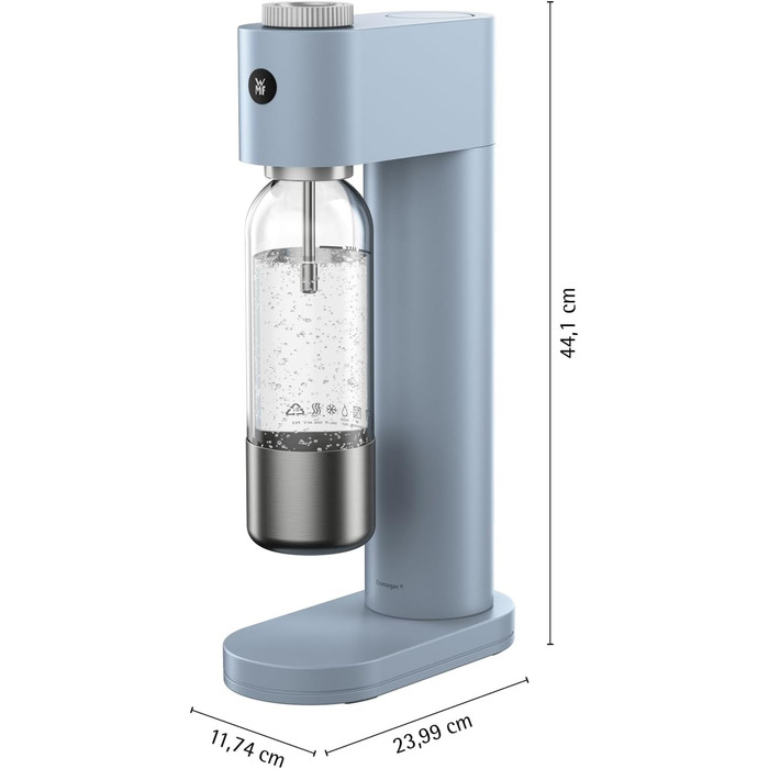WMF Element One: Автоматичний содовий апарат з нержавіючої сталі, 3 рівні газування, лава (світло-блакитний)