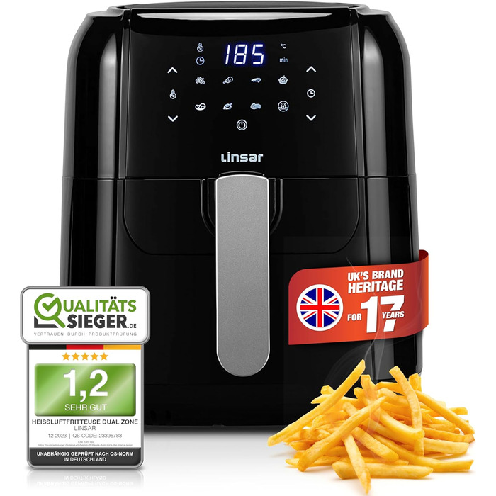 Фритюрниця Linsar з гарячим повітрям, 1.5 л, з таймером, регулюванням температури та автовимкненням, 1000 Вт