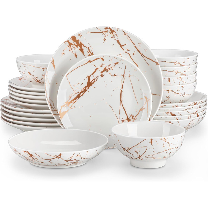 LOVECASA Sweet: Сервіз Porzellan Daphne 32-елементний, з золотим декором, для 8 осіб (білий)