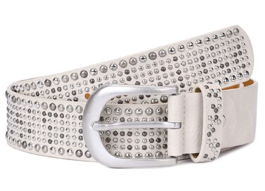 Жіночий широкий ремінь Irisaa з заклепками в вінтажному стилі, джинсовий ремінь (105 см, Бежевий)