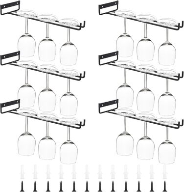 Тримачі для келихів WOPPLXY (6 шт.) - чорні, металеві, 30 см, для ресторану, бару, кухні