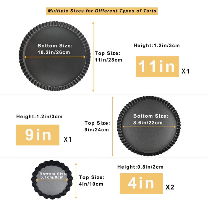 Форми для кексів/тартів Yamteck Tarteform 6 шт. 10 см, золотисті з підйомною кришкою, антипригарне покриття, з вуглецевої сталі
