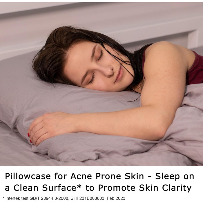 Pillowcase for Acne-Prone Skin – Anti-Acne Copper Bamboo Pillowcase, Hypoallergenic, Standard Size, 20 x 26 inches (50.8 x 66 cm), Cooling Silky Satin Pillowcase for Hair and Skin, 1 Piece