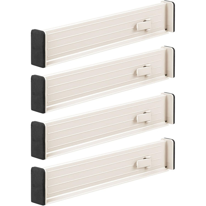 mDesign Adjustable Drawer Organizer – Practical Drawer Dividers for Cabinets and Dressers – Flexible Plastic Compartmentalizer – 8-Piece Set – Smoke Gray and Black (Cream Color)