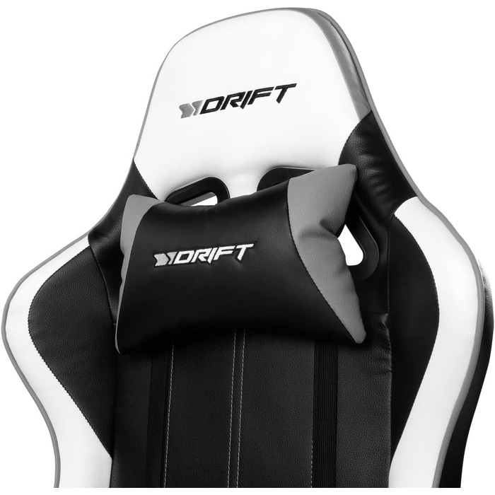 Ігрове крісло DRIFT DR175GRAY, професійне, екошкіра, 2D підлокітники, клас 4, поворотне, чорне/сіре