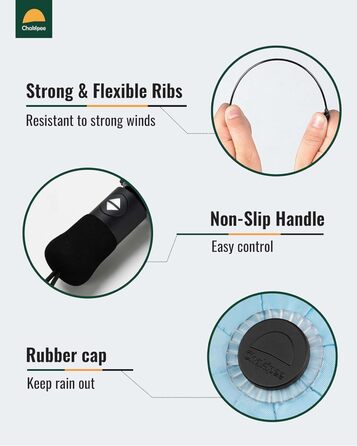 Чакіпі Парасолька велика, штормостійка, компактна для подорожей, автоматична, для жінок та чоловіків – UV-захист, 210T покриття, діаметр 97 см, 8 спиць (Бежевий, 108 см)