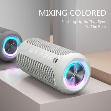 Портативна Bluetooth колонка Ortizan з RGB підсвіткою, IPX7, 30 годин роботи, Bass Boost, TWS, AUX, TF картка, мікрофон (Сірий)