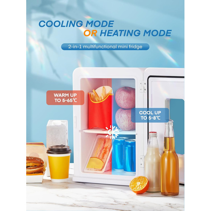 NORTHCLAN Міні холодильник 2в1 15 літрів (21 банка), портативний з охолодженням та нагріванням, 12V/220V для авто, офісу та гуртожитку, чорний, Max & Eco-режим