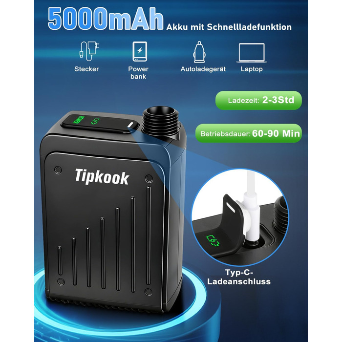 Портативний душ для кемпінгу з насосом 5000mAh, 3 режими, присоски та гак. Для миття тварин, авто, фруктів, поливу квітів.