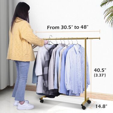 MISSLO Small Clothes Rack for Hanging Clothes, Rolling Garment Rod Stable for Kids, Toddler, Baby, Little Girls, Adults (Gold)