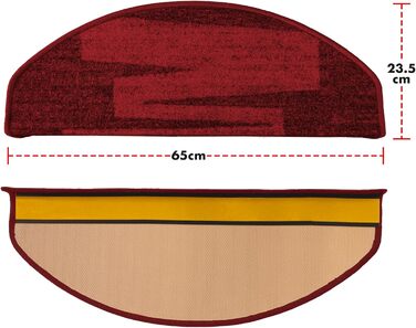 Casa Pura килимки на сходи самоклеючі напівкруглі червоні 15 шт. 65 x 23,5 см, сучасний дизайн | Casa Pura Via Veneto