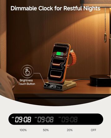 Бездротова зарядна станція 3-в-1 для Apple iPhone 16/15/14/13/12 Pro/Plus, Apple Watch Ultra 2/9/8/7/6/5, AirPods Pro/4/3/2 Tech-Grau