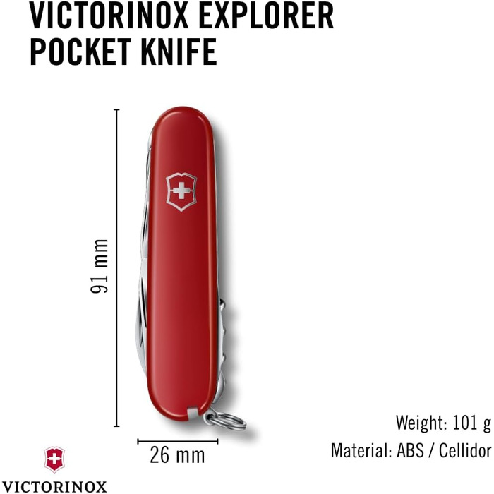 Мультитул Victorinox Explorer - Швейцарський  ніж, 16 функцій, червоний