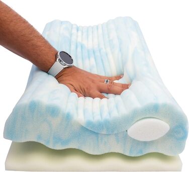 Dream Castle Exclusive Neck Pillow - Gel foam core with wave pattern RG50 - Height adjustable for optimal sleeping position - Sustainable cover made of recycled polyester - 30x60cm