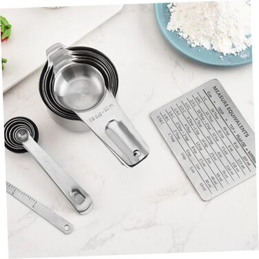HOMSFOU 15st Measuring Spoon Conversion Chart Metal Measuring Spoons Measuring Scale Measurement Metal Measuring Espresso Spoon Baking Espresso Measuring Cup Stainless Steel Multi-Purpose 3-Piece Set