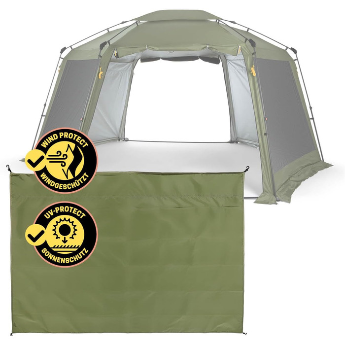 Lumaland Outdoor 2.5 x 2.5m | Waterproof & UV Protection | Garden Tent incl. 1x Side Wall & Bag & Pegs | Robust Camping & Party Tent | Pop-Up Tent Setup in 2 Minutes [] (XXL Side Wall, Green)