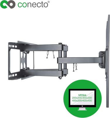 Настінне кріплення для телевізора 23-42 дюйми (58-107 см) LCD LED OLED | Поворотне, нахильне, висувне | VESA 100x100-200x200 | Чорне, до 25 кг