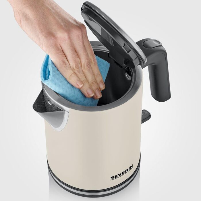 Електричний чайник Severin WK 3489, 1 л, чорний/нержавіюча сталь, з фільтром від накипу та індикатором рівня води