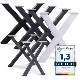 Металеві ніжки HOLZBRINK X-форма, білі, 40x43 см – опора для столу, письмового, обіднього, лавки, меблеві ніжки
