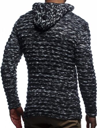 Чоловіча в'язана куртка Leif Nelson з капюшоном та блискавкою - кардиган з м'якого трикотажу для зими, бавовна (3XL, чорний)